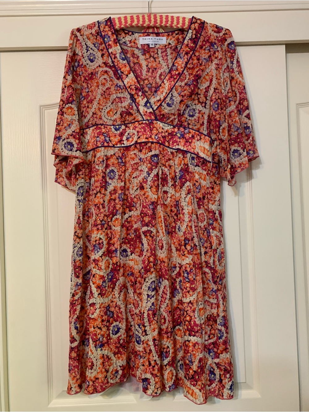 Trina Turk Multicolor Floral Paisley V-Neck Dress